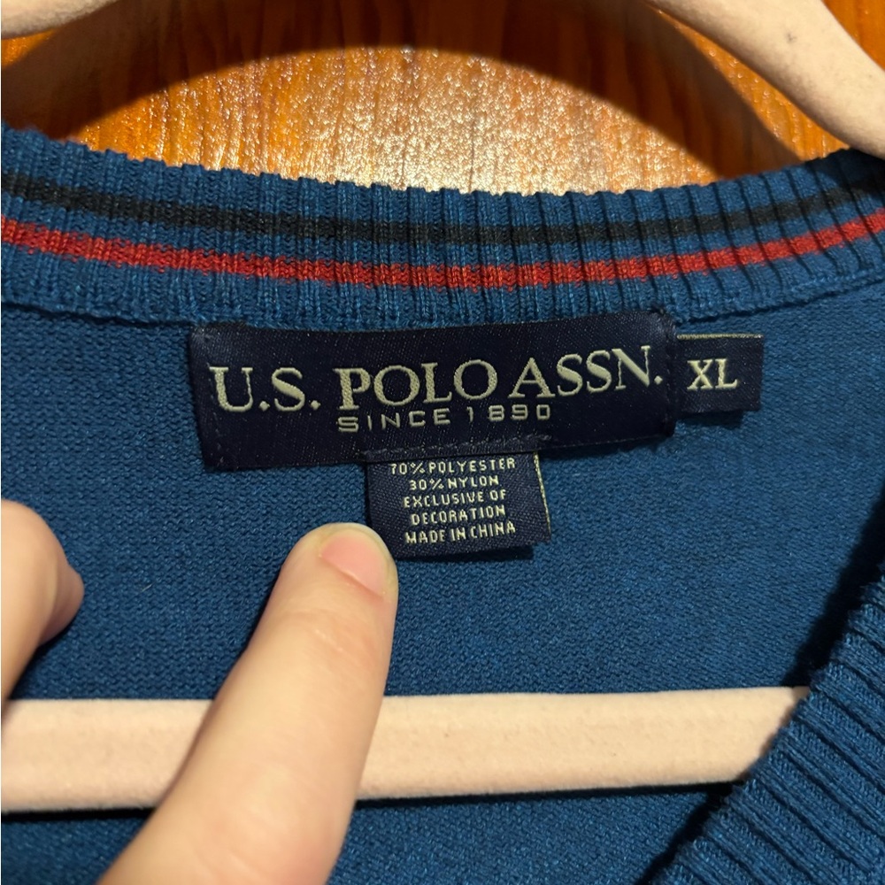 U.S. POLO ASSN. Men's Navy Blue Long Sleeve Sweater - Picture 3 of 4